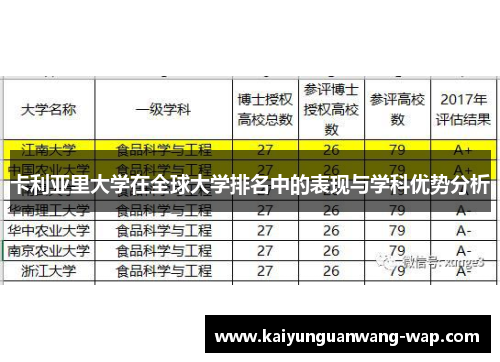 卡利亚里大学在全球大学排名中的表现与学科优势分析